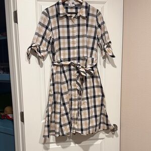 Calvin Klein Plaid Dress - Black, White, Tan